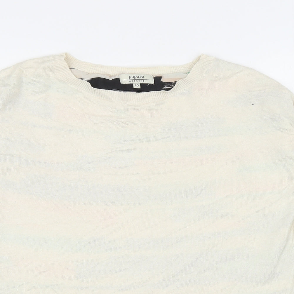 Papaya Womens Ivory Boat Neck Viscose Pullover Jumper Size 10