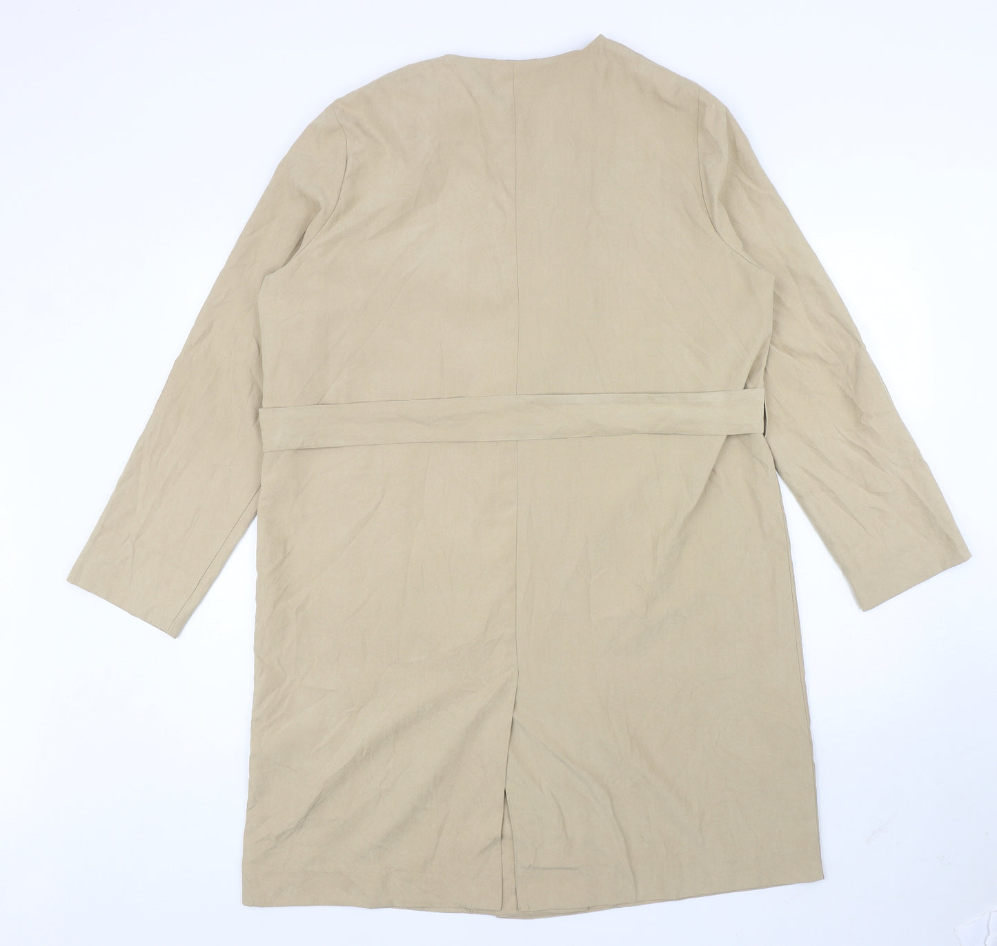 Atmosphere Womens Brown Overcoat Coat Size 14 Tie