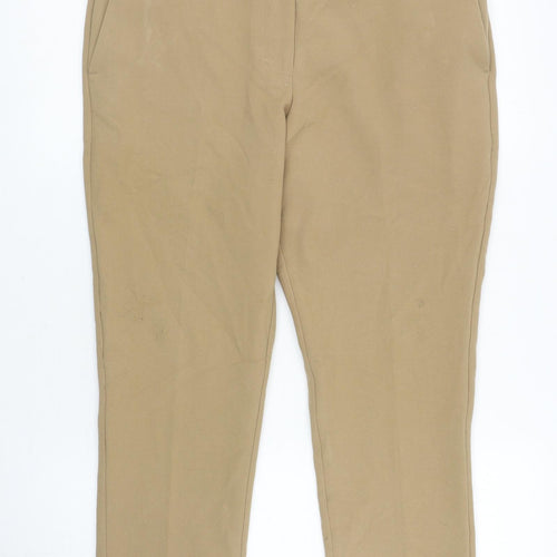 Marks and Spencer Womens Brown Polyester Carrot Trousers Size 12 L24.5 in Regular Zip