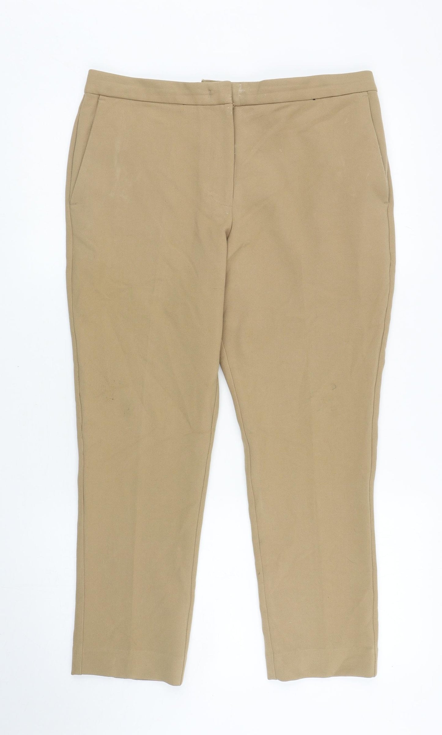 Marks and Spencer Womens Brown Polyester Carrot Trousers Size 12 L24.5 in Regular Zip