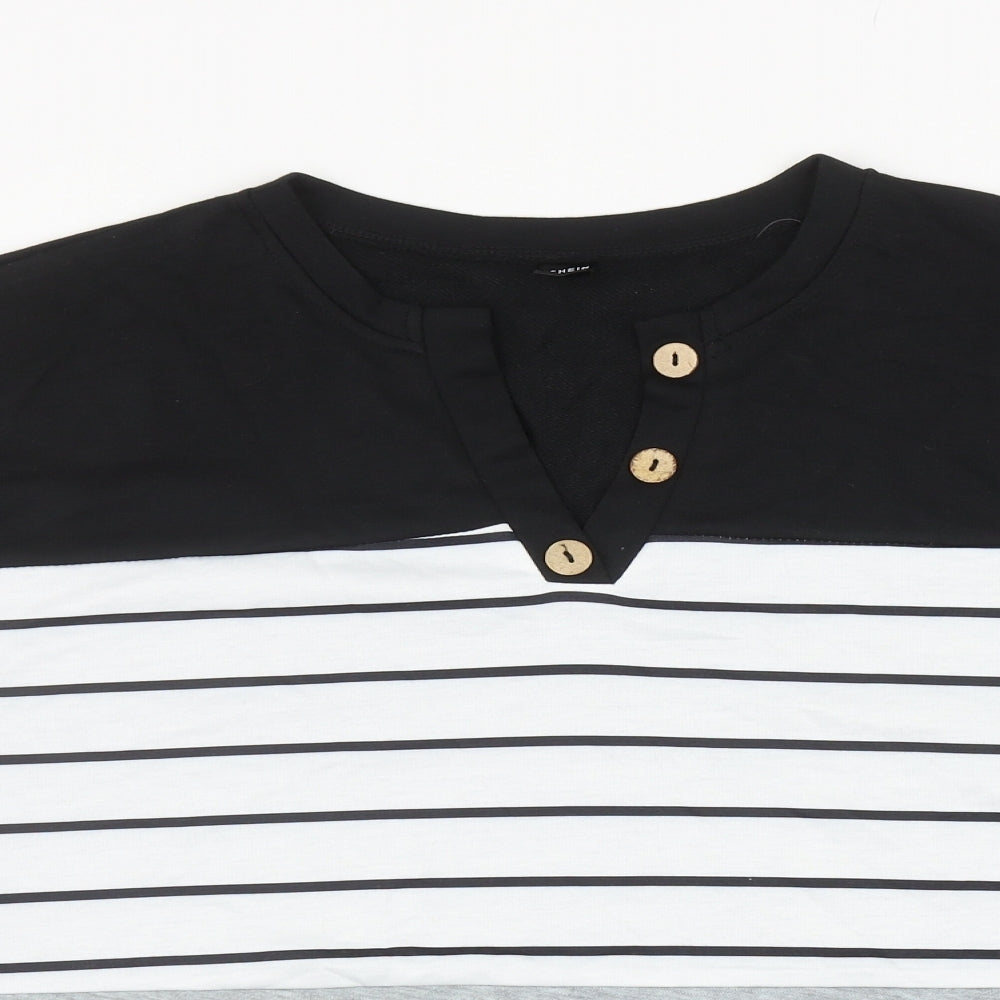 SheIn Mens Black Striped Polyester Pullover Sweatshirt Size XL - Colourblock