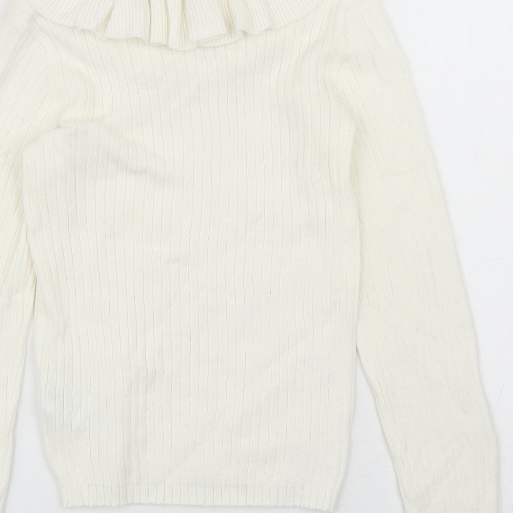 F&F Girls Ivory Boat Neck Cotton Pullover Jumper Size 6-7 Years Pullover
