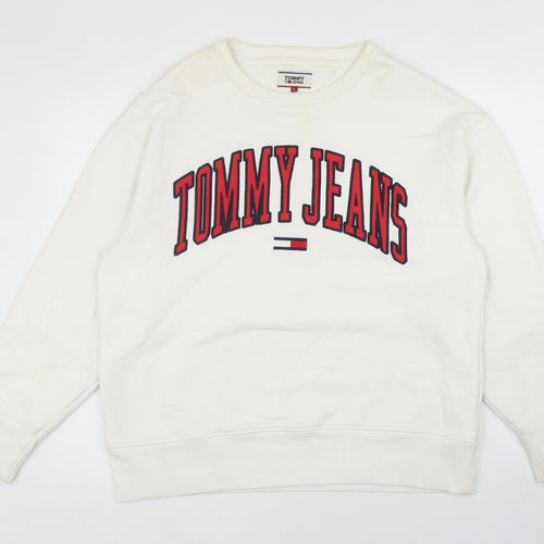 Tommy Hilfiger Mens White Cotton Pullover Sweatshirt Size L - Tommy Jeans