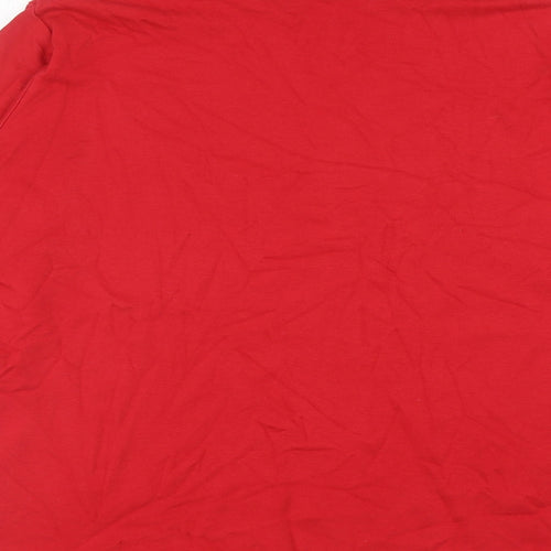 Isle Womens Red Cotton Basic T-Shirt Size L Roll Neck