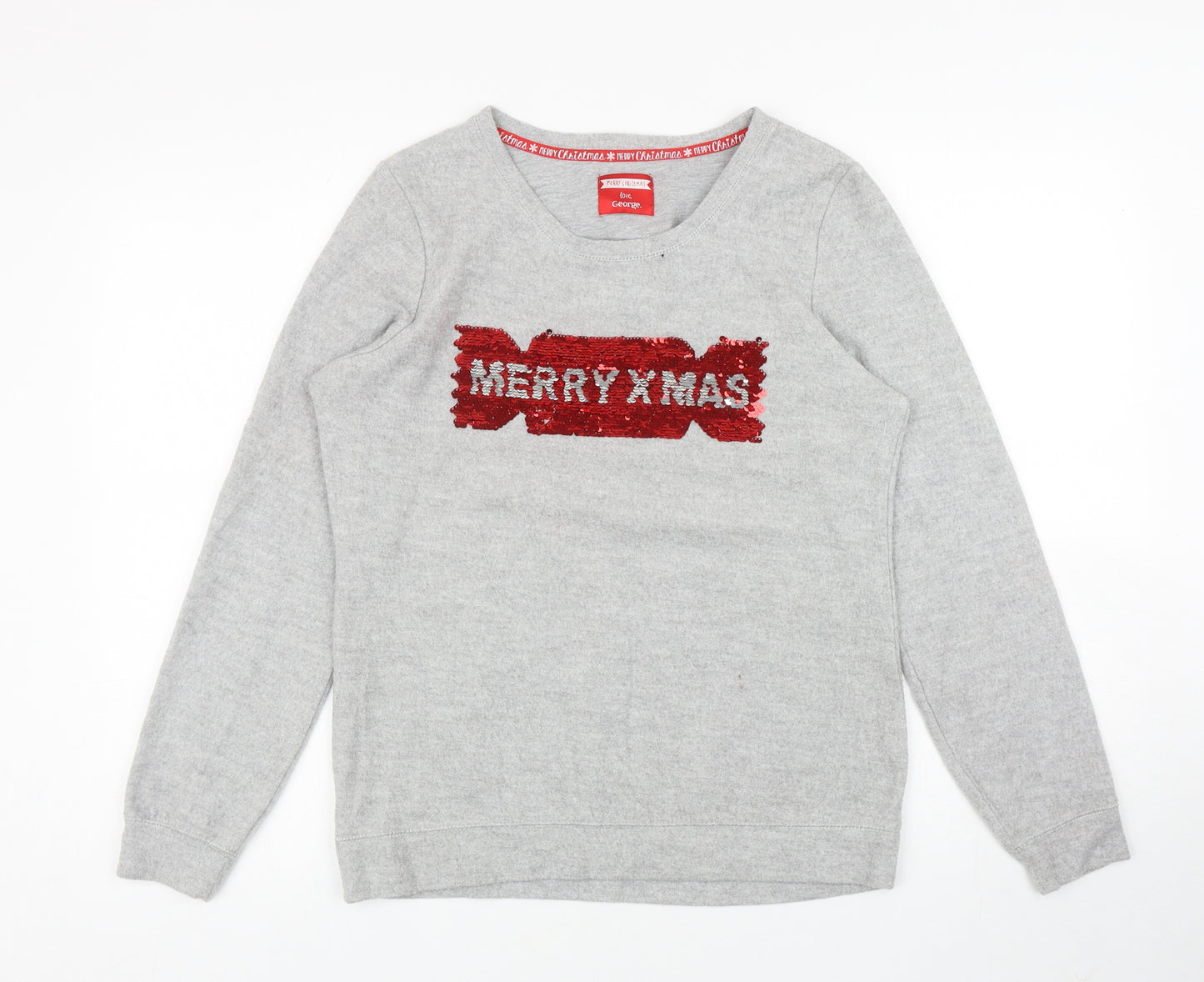 George Womens Grey Cotton Pullover Sweatshirt Size 10 Pullover - Christmas Cracker