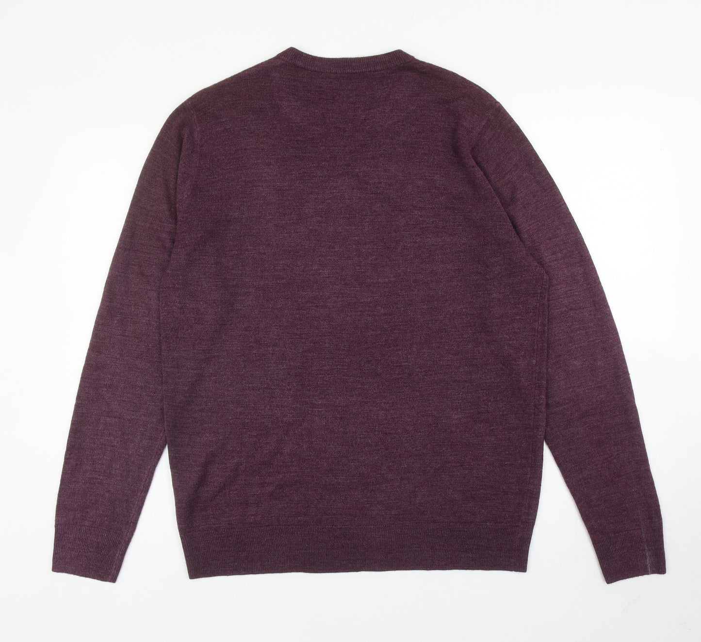 Atlantic Bay Mens Purple V-Neck Acrylic Pullover Jumper Size M