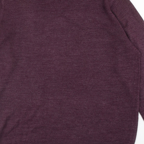 Atlantic Bay Mens Purple V-Neck Acrylic Pullover Jumper Size M
