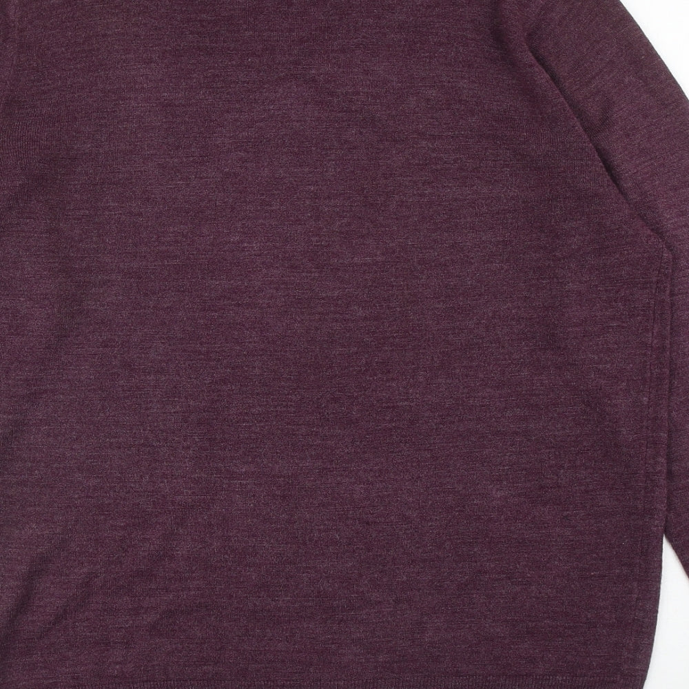 Atlantic Bay Mens Purple V-Neck Acrylic Pullover Jumper Size M