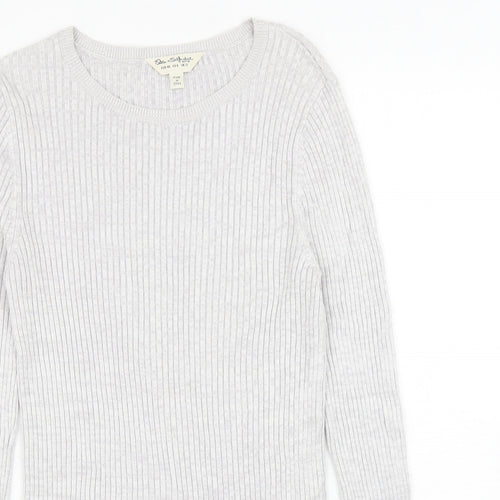 Miss Selfridge Womens Grey Boat Neck Viscose Pullover Jumper Size 12 - Ribbed