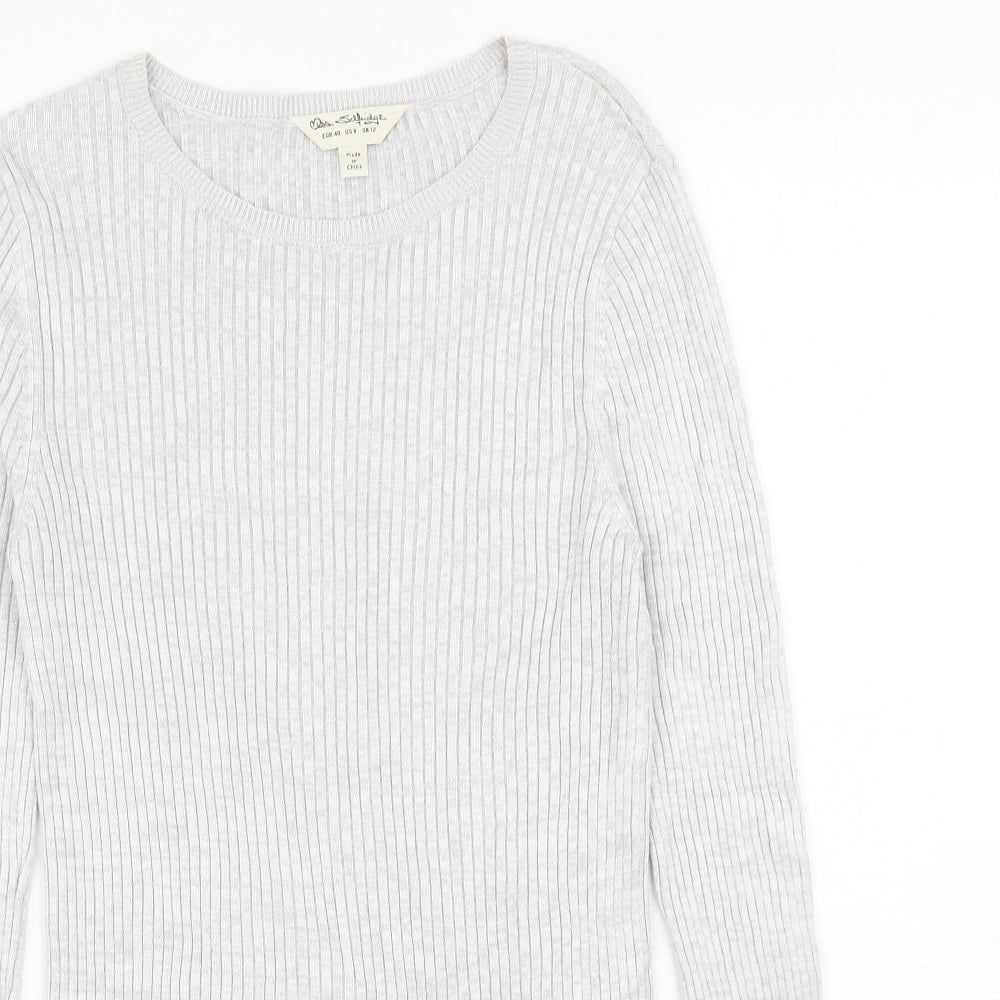 Miss Selfridge Womens Grey Boat Neck Viscose Pullover Jumper Size 12 - Ribbed