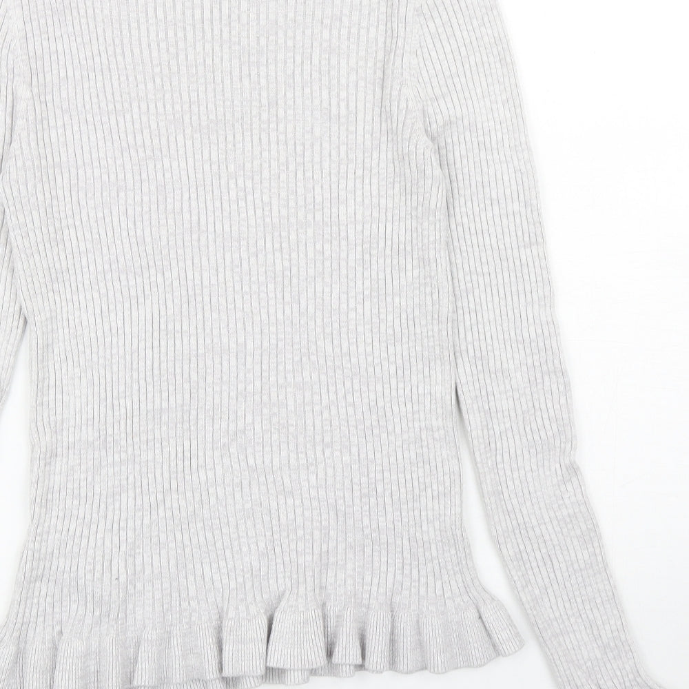 Miss Selfridge Womens Grey Boat Neck Viscose Pullover Jumper Size 12 - Ribbed