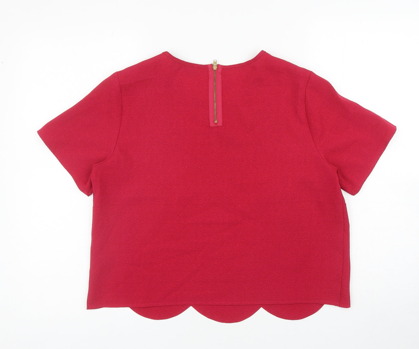 George Womens Pink Polyester Cropped Blouse Size 14 Scoop Neck