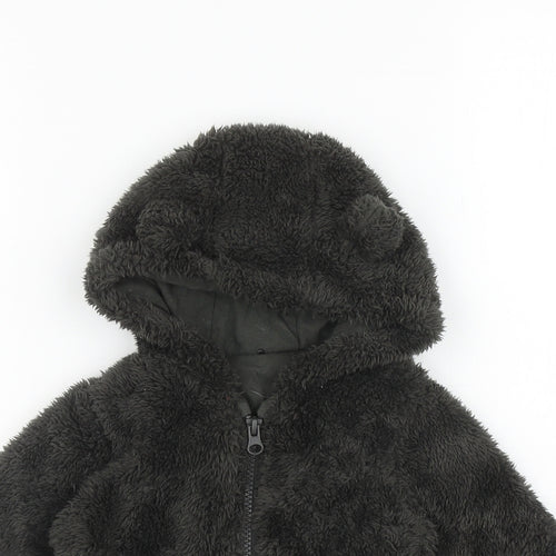 TU Baby Green Basic Jacket Coatigan Size 6-9 Months Zip - Ears on Hood