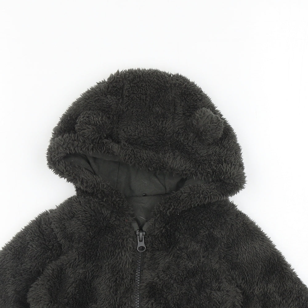 TU Baby Green Basic Jacket Coatigan Size 6-9 Months Zip - Ears on Hood