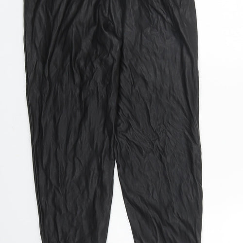 New Look Womens Black Polyurethane Jogger Trousers Size 10 L26 in Regular Drawstring
