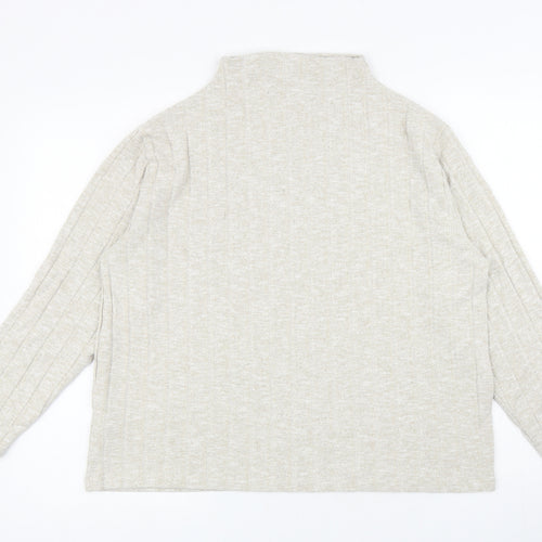 Marks and Spencer Womens Beige Mock Neck Viscose Pullover Jumper Size 18