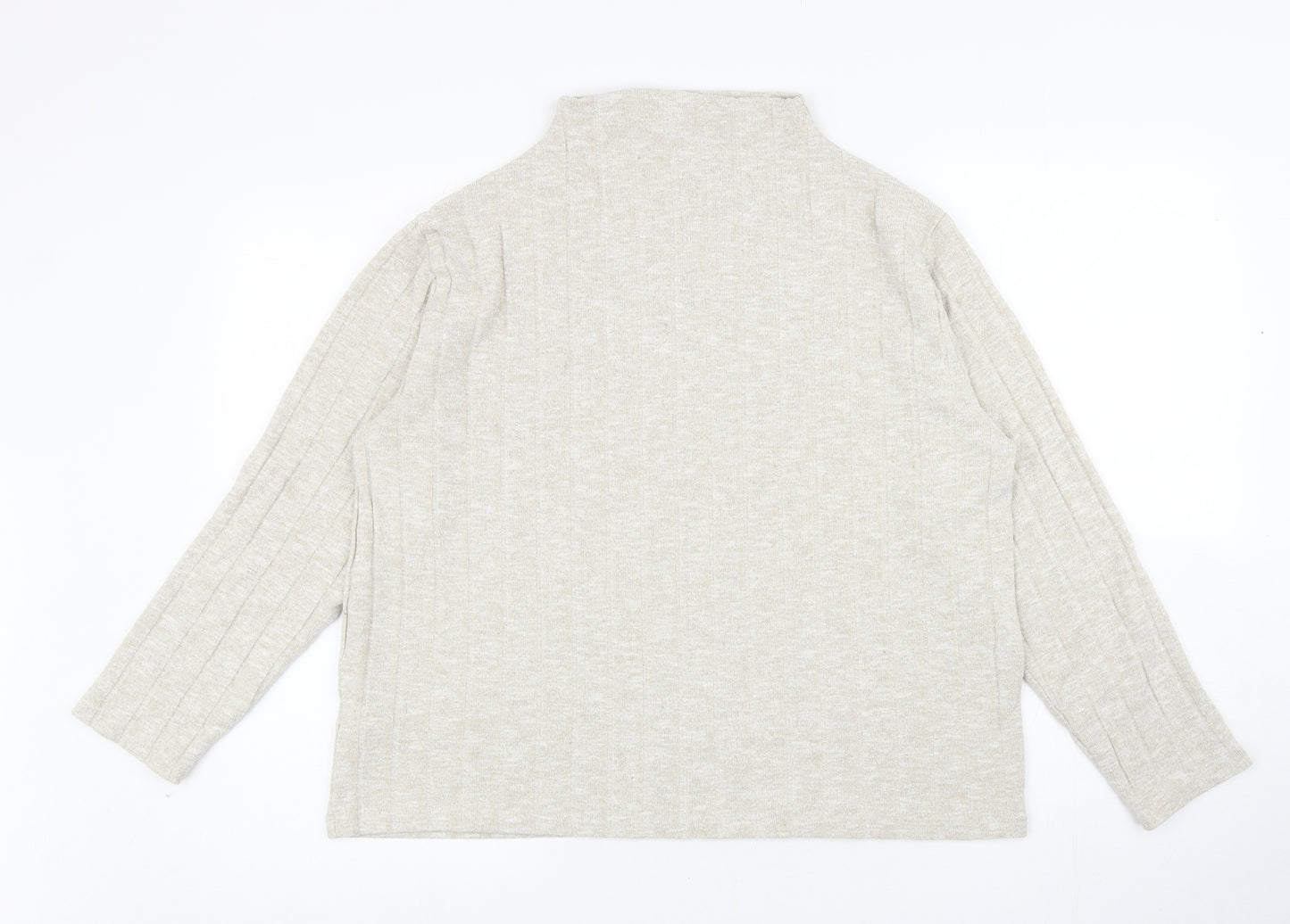 Marks and Spencer Womens Beige Mock Neck Viscose Pullover Jumper Size 18