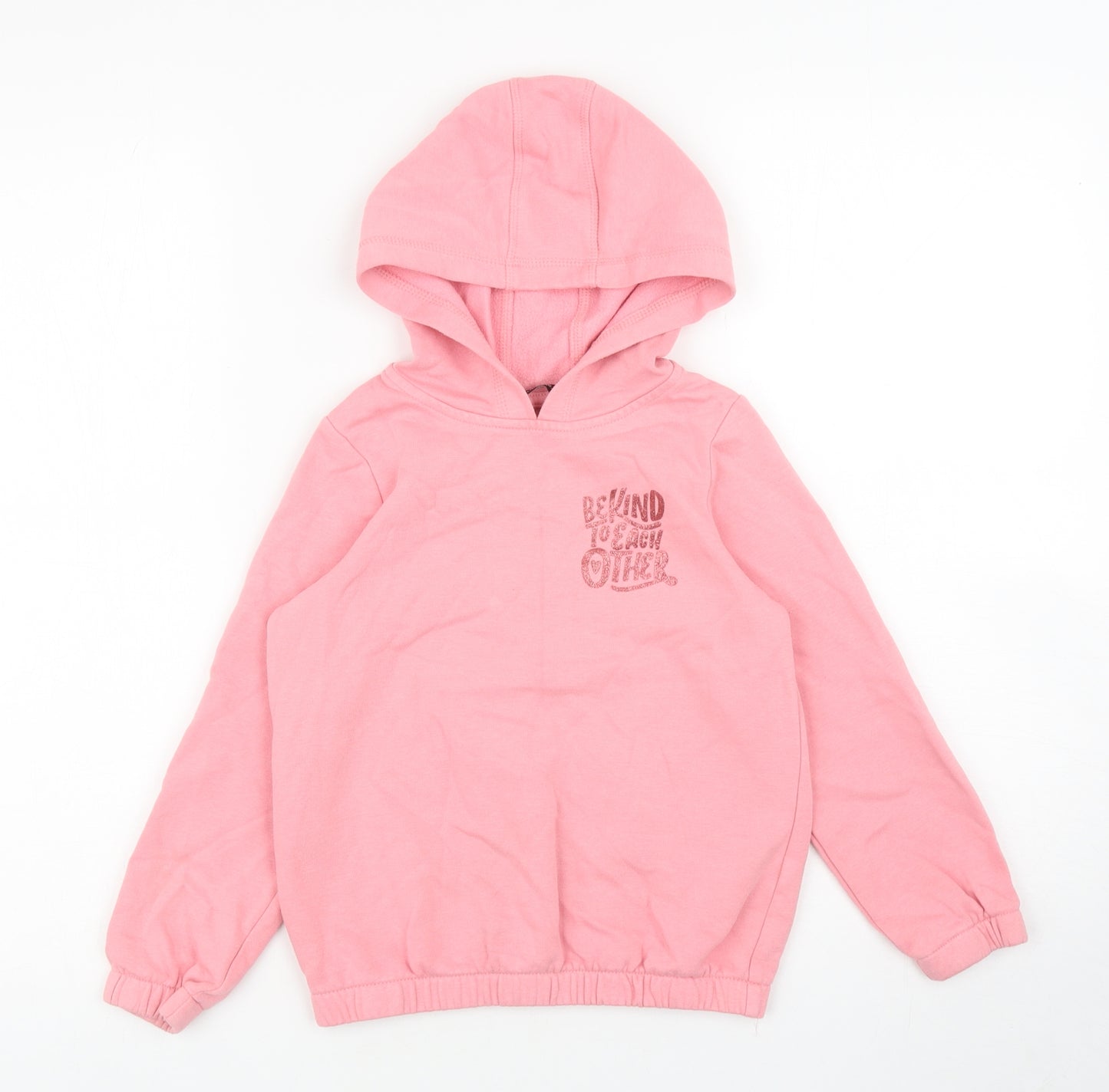 George Girls Pink Cotton Pullover Hoodie Size 7-8 Years Pullover - Be Kind To Each Other