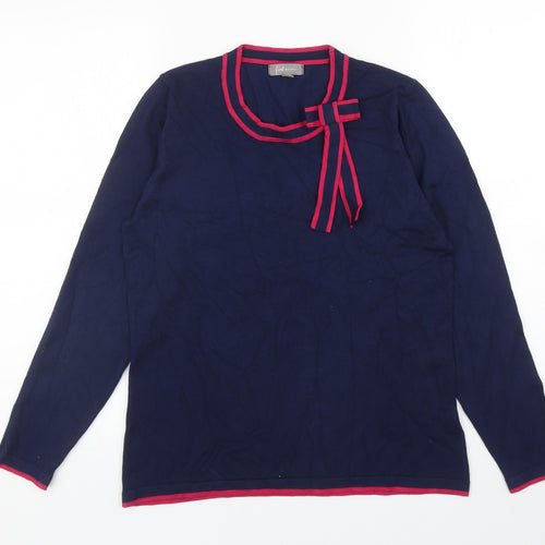 First Avenue Womens Blue Round Neck Viscose Pullover Jumper Size S
