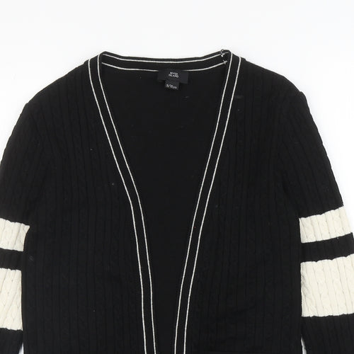 River Island Girls Black V-Neck Colourblock Cotton Cardigan Jumper Size 9-10 Years