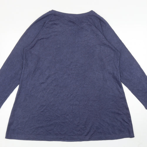 Marks and Spencer Womens Blue Boat Neck Polyester Tunic Jumper Size 18 - Glitter Spots