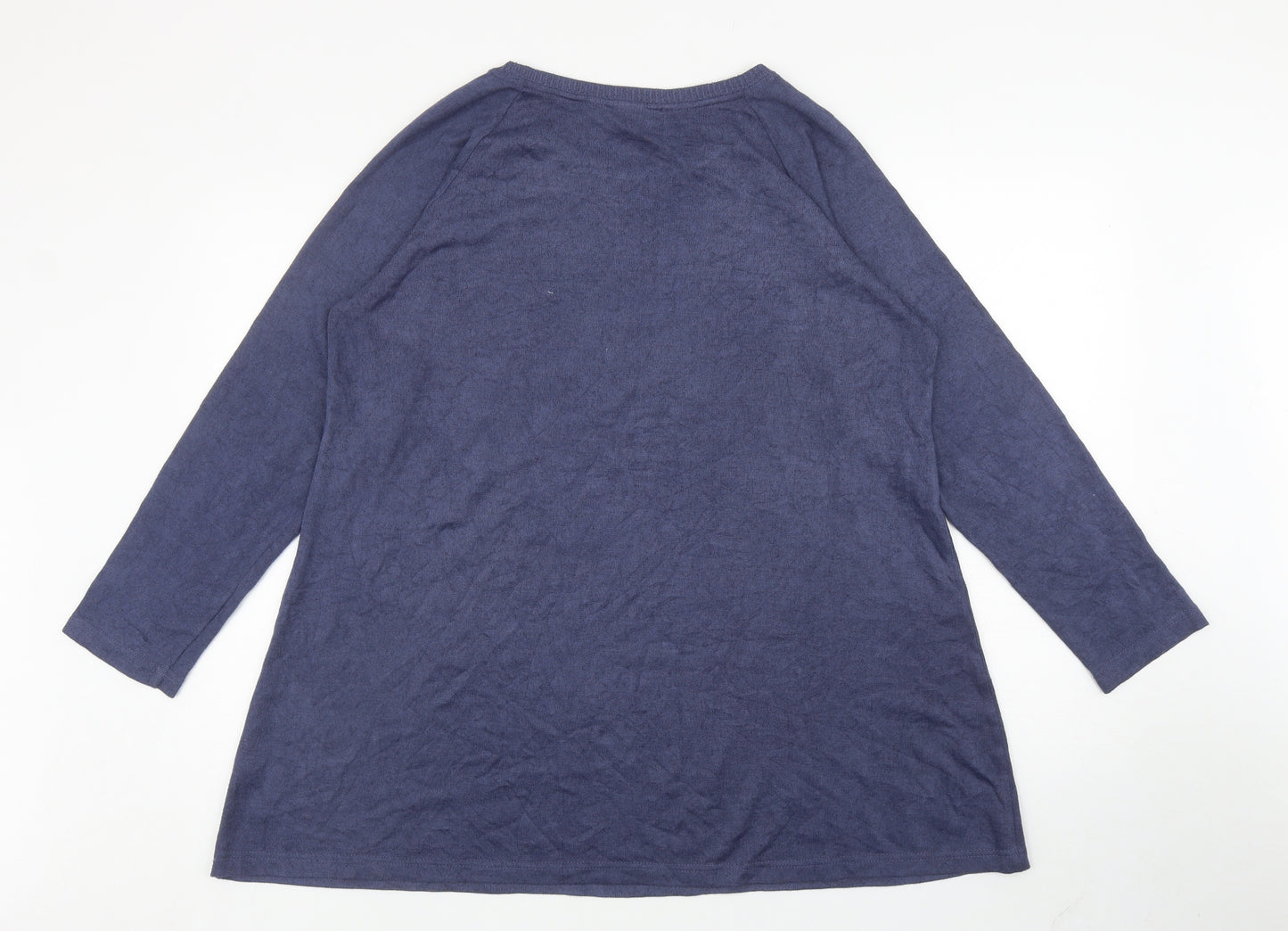 Marks and Spencer Womens Blue Boat Neck Polyester Tunic Jumper Size 18 - Glitter Spots