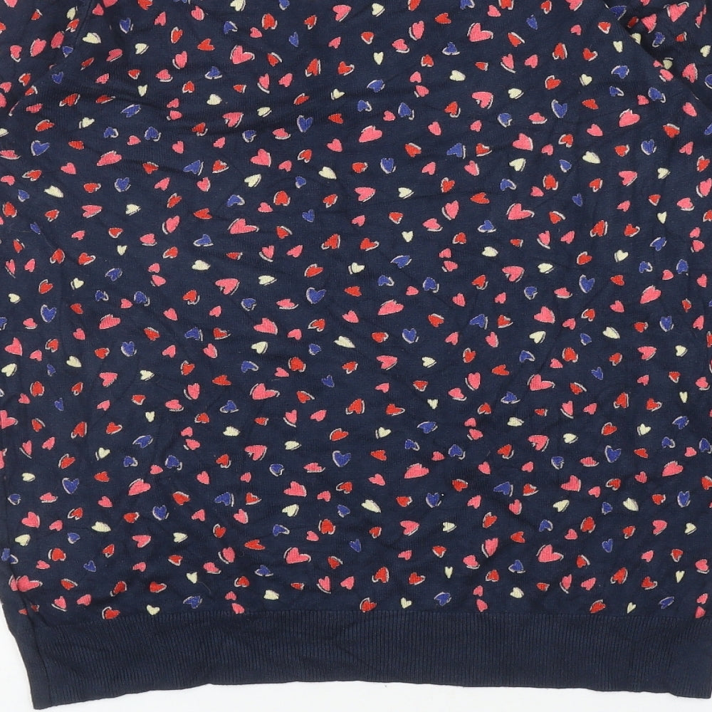 NEXT Womens Multicoloured Round Neck Geometric Viscose Pullover Jumper Size XS - Hearts