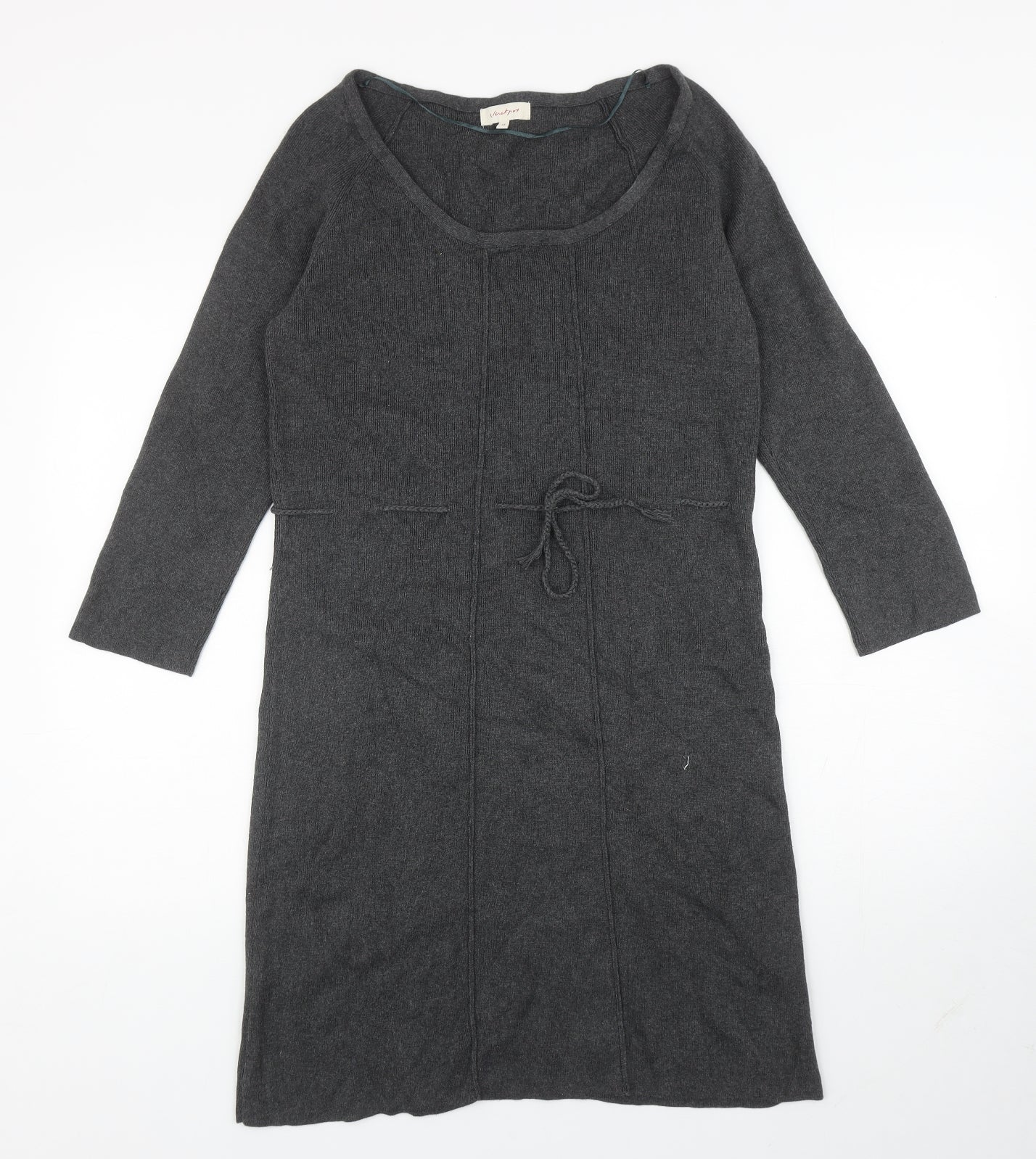 Jackpot Womens Grey Cotton Jumper Dress Size M Scoop Neck Pullover
