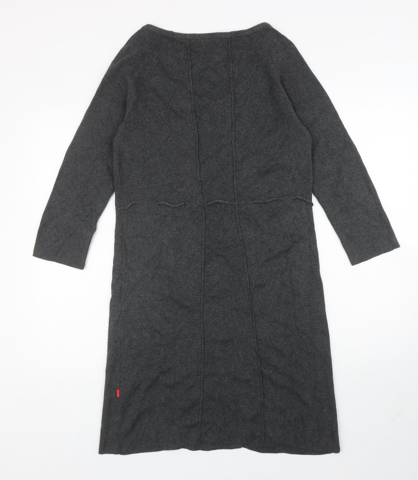 Jackpot Womens Grey Cotton Jumper Dress Size M Scoop Neck Pullover