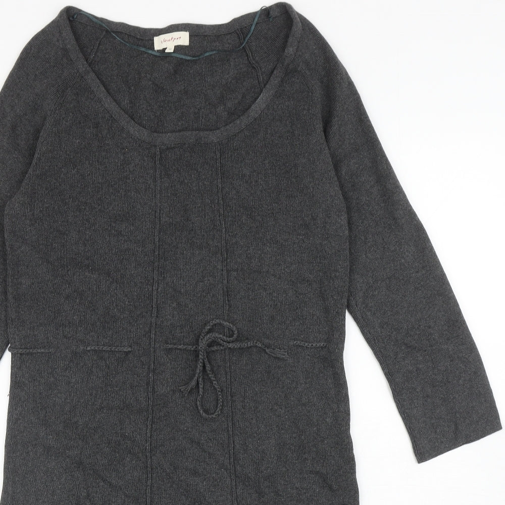 Jackpot Womens Grey Cotton Jumper Dress Size M Scoop Neck Pullover