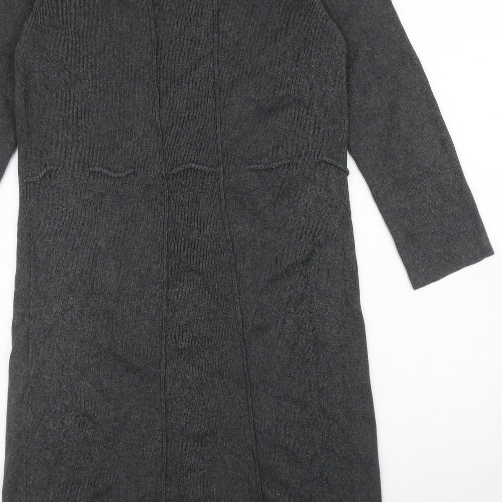 Jackpot Womens Grey Cotton Jumper Dress Size M Scoop Neck Pullover