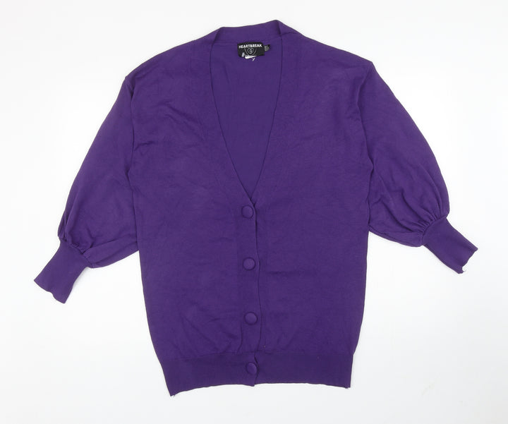Heartbreak Womens Purple V-Neck Polyamide Cardigan Jumper Size 8