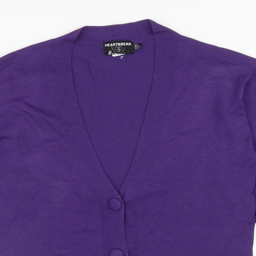 Heartbreak Womens Purple V-Neck Polyamide Cardigan Jumper Size 8