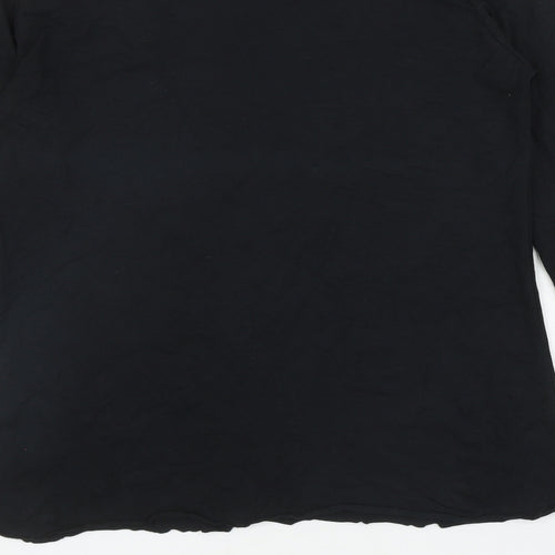 For Women Womens Black Viscose Basic T-Shirt Size 16 Off the Shoulder - Lace Trim, Slit in sleeves