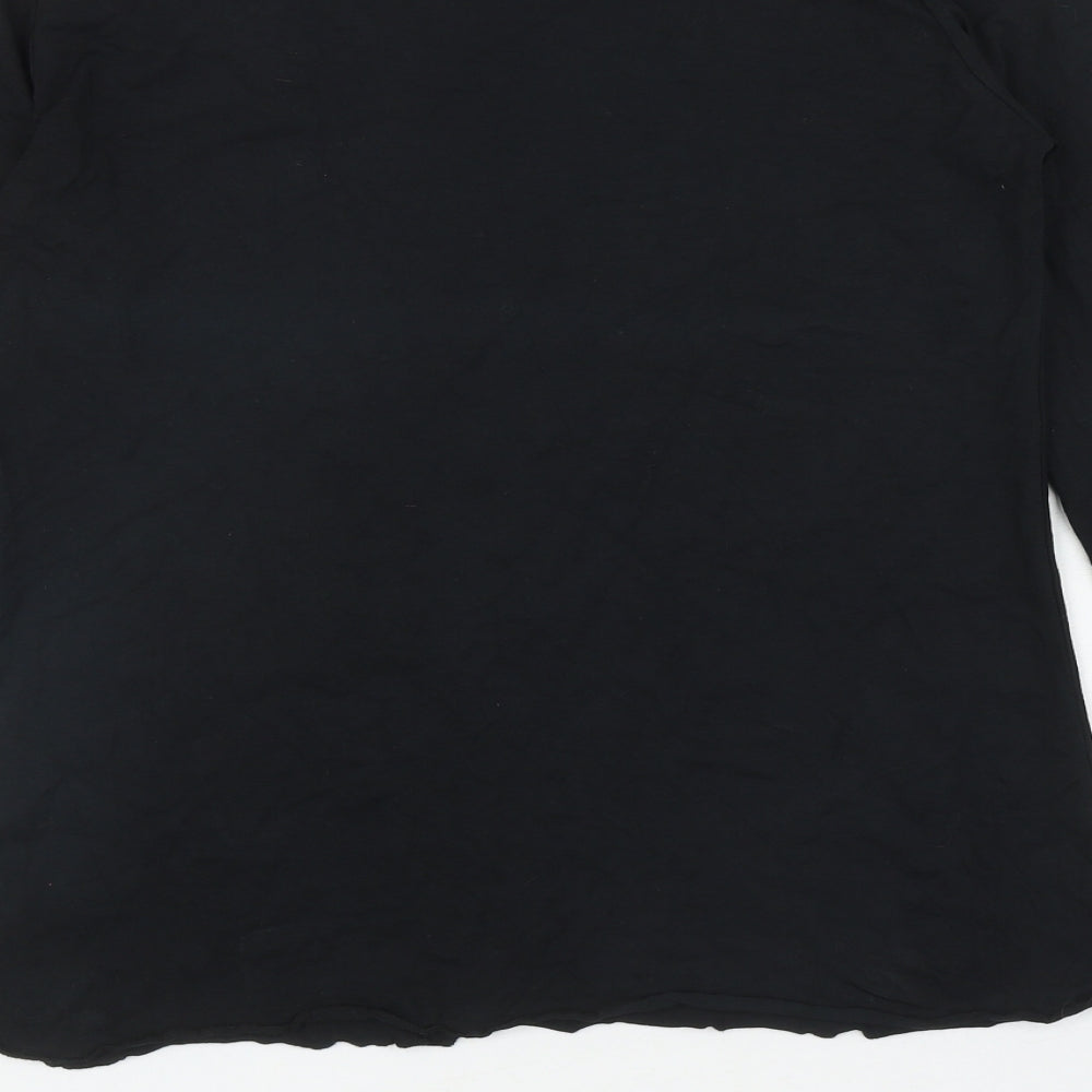 For Women Womens Black Viscose Basic T-Shirt Size 16 Off the Shoulder - Lace Trim, Slit in sleeves