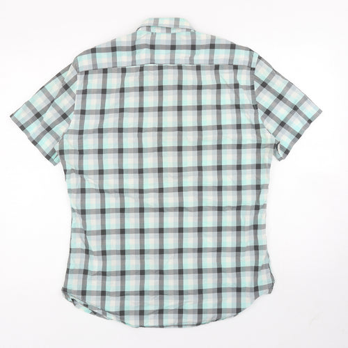 Marks and Spencer Mens Multicoloured Plaid Cotton Button-Up Size M Collared Button