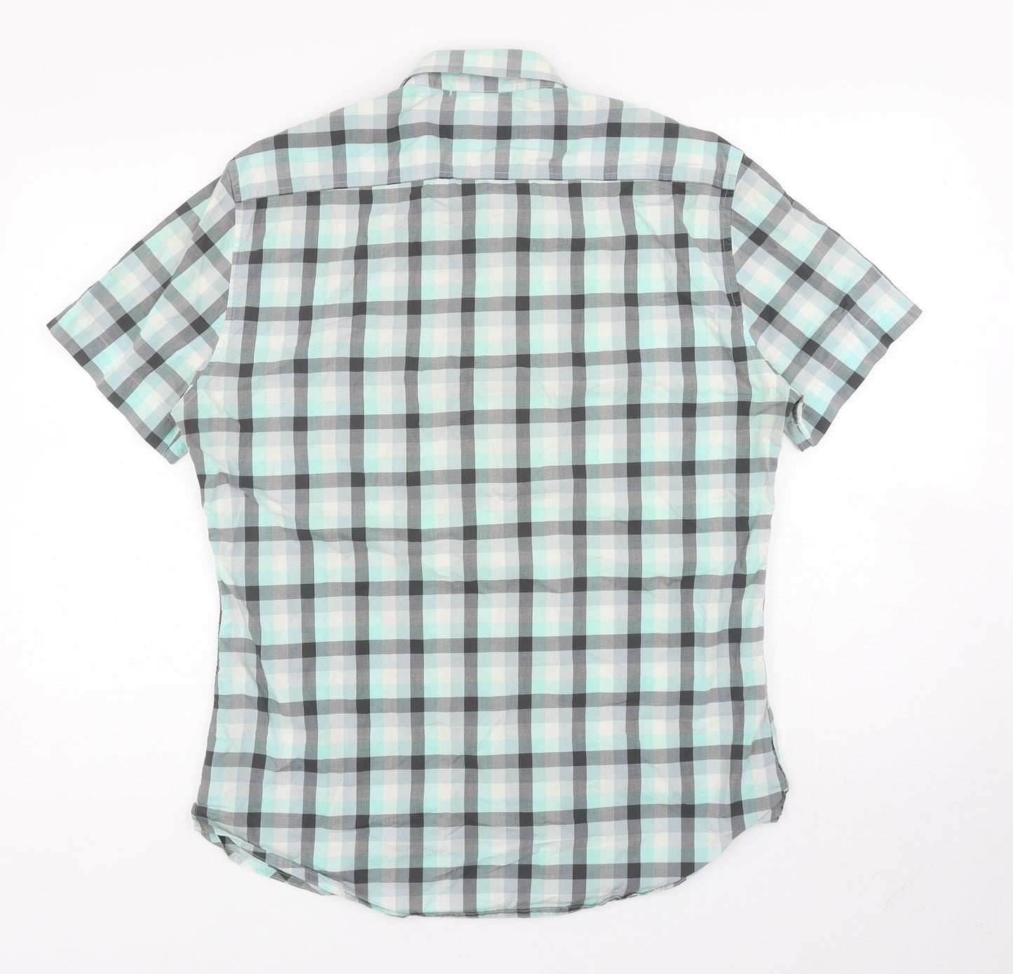 Marks and Spencer Mens Multicoloured Plaid Cotton Button-Up Size M Collared Button