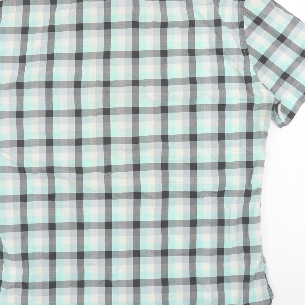 Marks and Spencer Mens Multicoloured Plaid Cotton Button-Up Size M Collared Button