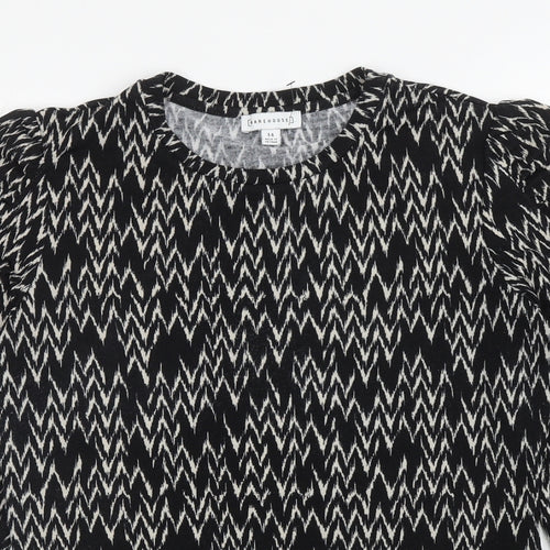 Warehouse Womens Black Round Neck Geometric Polyester Pullover Jumper Size 14