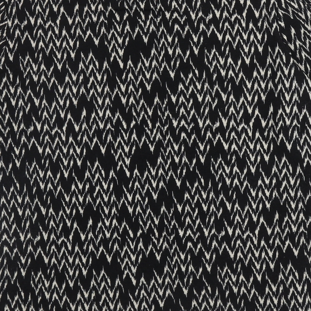 Warehouse Womens Black Round Neck Geometric Polyester Pullover Jumper Size 14
