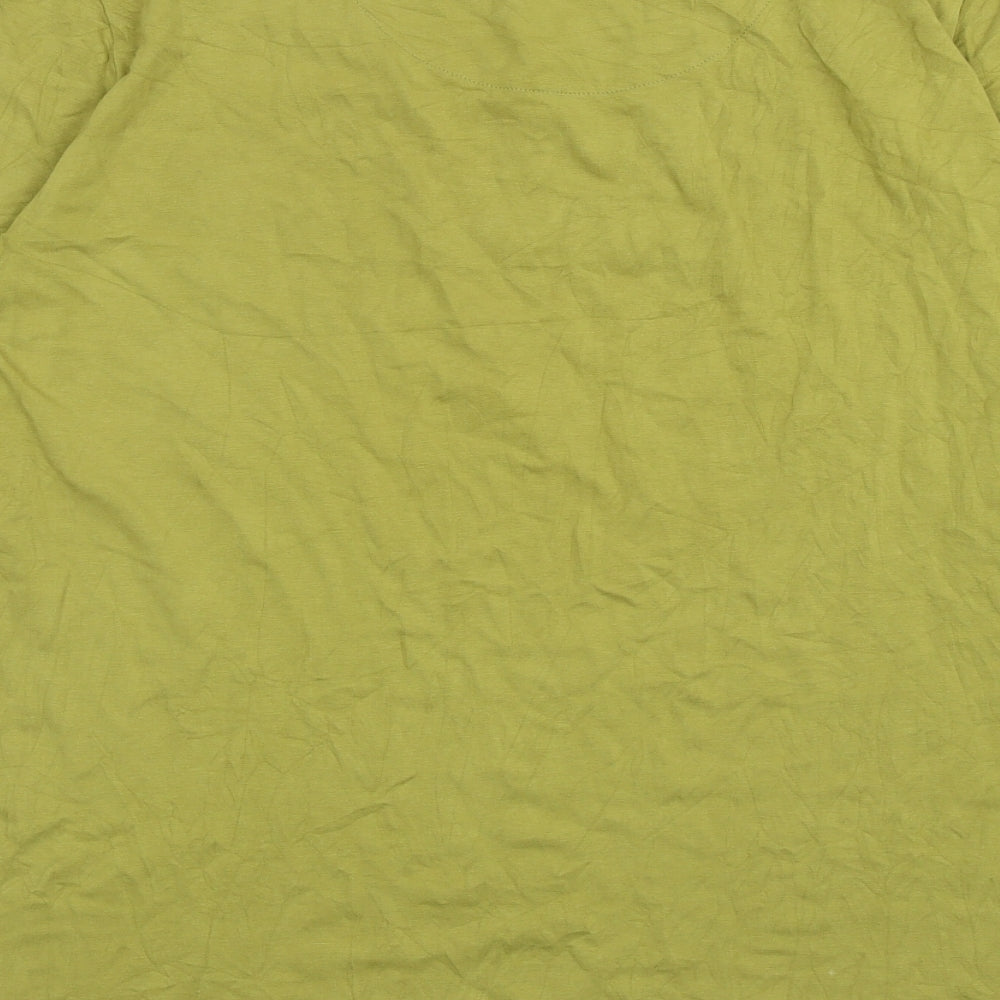 DASH Womens Green Cotton Basic T-Shirt Size 18 Scoop Neck - Embellished Neckline