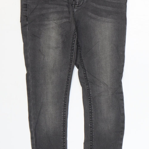 Marks and Spencer Girls Grey Cotton Skinny Jeans Size 6-7 Years Regular Zip