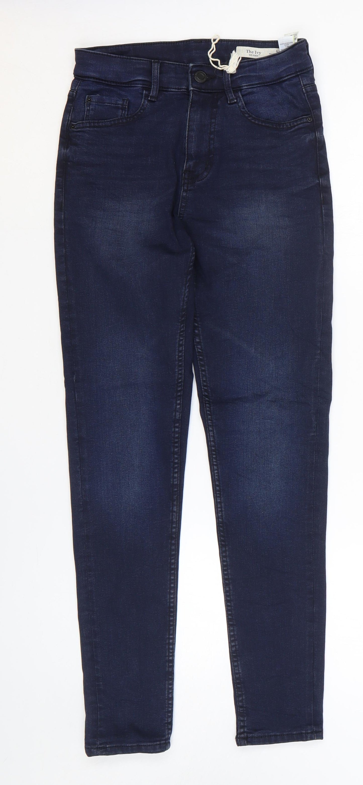 Marks and Spencer Womens Blue Cotton Skinny Jeans Size 6 L27 in Regular Zip