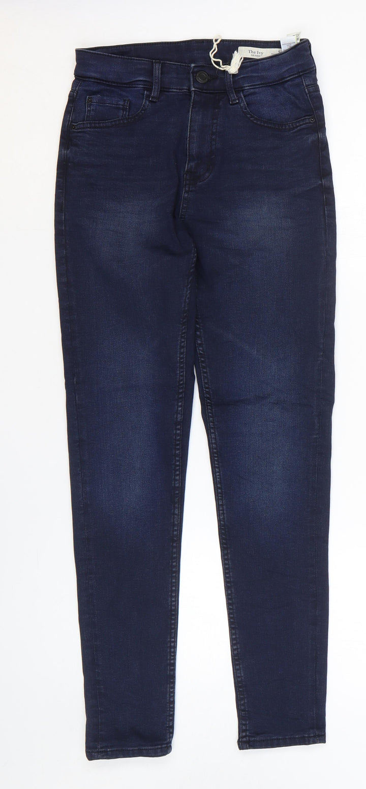 Marks and Spencer Womens Blue Cotton Skinny Jeans Size 6 L27 in Regular Zip