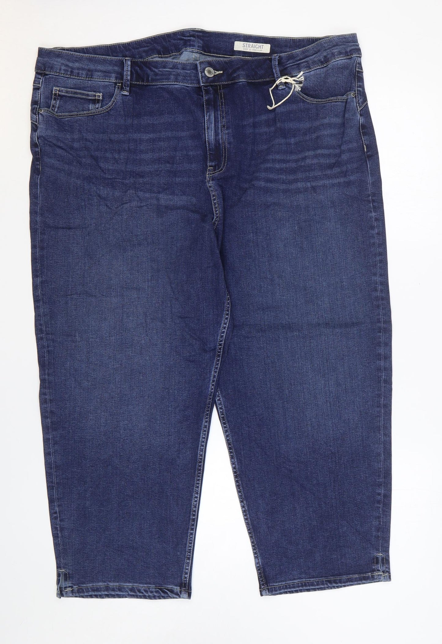 Marks and Spencer Womens Blue Cotton Cropped Jeans Size 24 L23 in Regular Zip