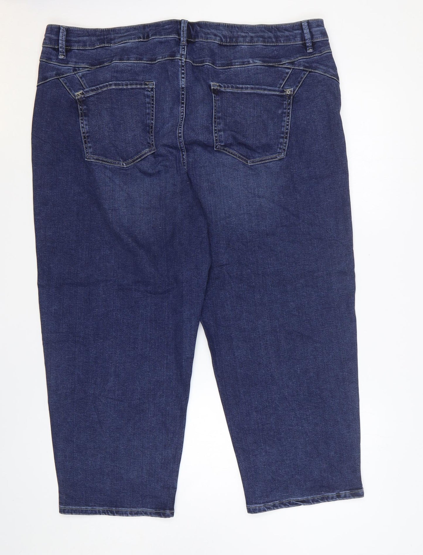 Marks and Spencer Womens Blue Cotton Cropped Jeans Size 24 L23 in Regular Zip