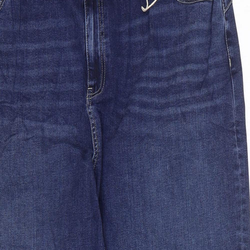 Marks and Spencer Womens Blue Cotton Cropped Jeans Size 24 L23 in Regular Zip