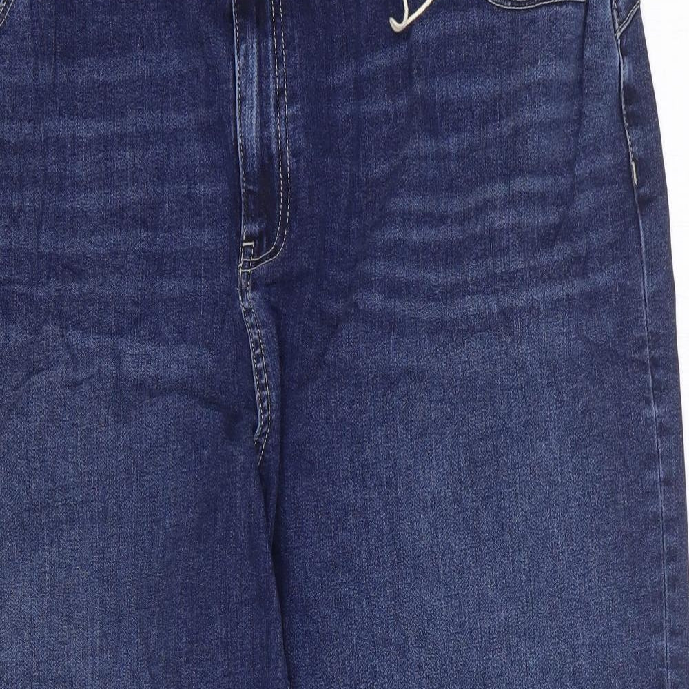 Marks and Spencer Womens Blue Cotton Cropped Jeans Size 24 L23 in Regular Zip
