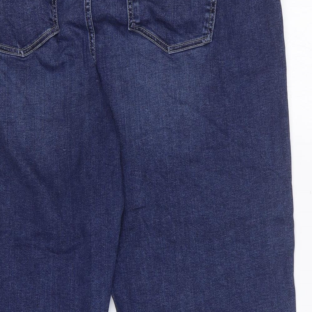 Marks and Spencer Womens Blue Cotton Cropped Jeans Size 24 L23 in Regular Zip