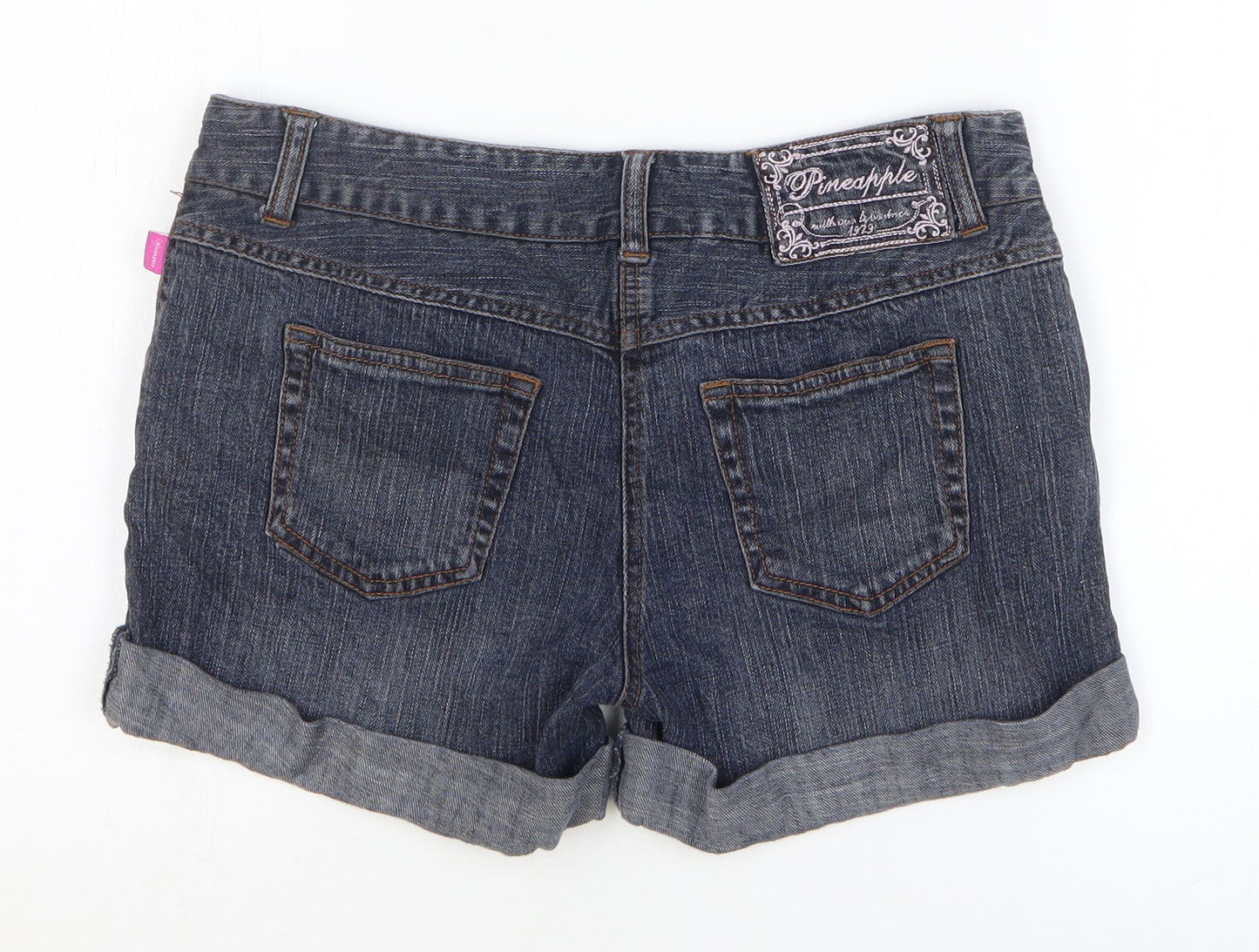 Pineapple Womens Blue Cotton Hot Pants Shorts Size 10 L3 in Regular Zip